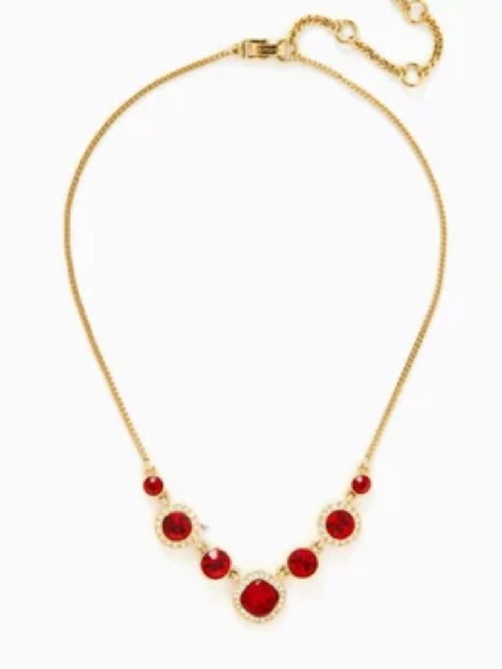 Givenchy Gold Tone Necklace with Red Gemstones